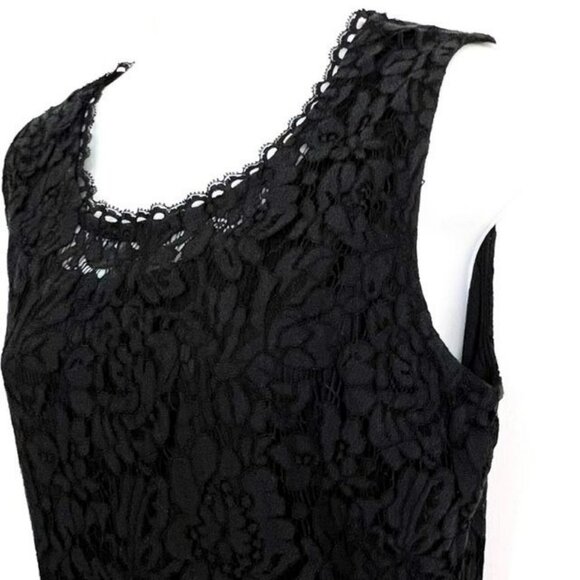 Isaac Mizrahi Live Black Lace Asymmetrical Peplum Tank Top Size Small - Picture 8 of 9
